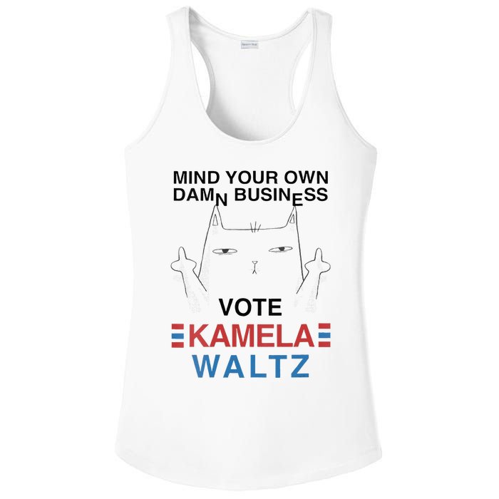 Mind Your Own Damn Business Harris Waltz Childless Cat Lady Ladies PosiCharge Competitor Racerback Tank