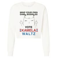 Mind Your Own Damn Business Harris Waltz Childless Cat Lady Cropped Pullover Crew