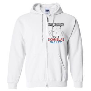 Mind Your Own Damn Business Harris Waltz Childless Cat Lady Full Zip Hoodie