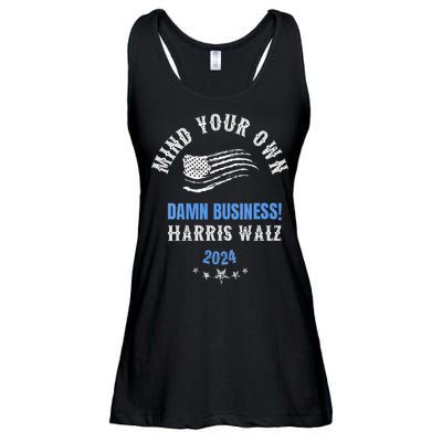 Mind Your Own Damn Business! Harris Walz Election 2024 Ladies Essential Flowy Tank