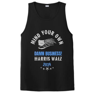 Mind Your Own Damn Business! Harris Walz Election 2024 PosiCharge Competitor Tank