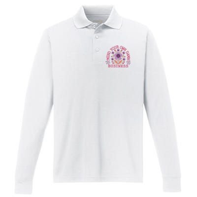 Mind Your Own Business Sarcastic Performance Long Sleeve Polo