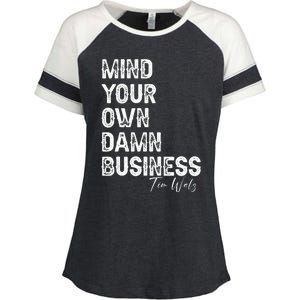 Mind Your Own Damn Business Kamala Harris Tim Walz President Enza Ladies Jersey Colorblock Tee