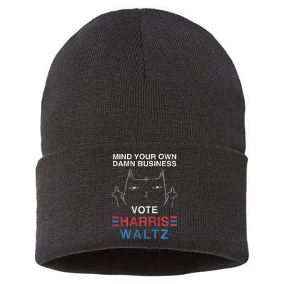 Mind Your Own Damn Business Harris Waltz Cat Lady Sustainable Knit Beanie