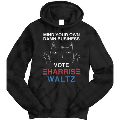 Mind Your Own Damn Business Harris Waltz Cat Lady Tie Dye Hoodie