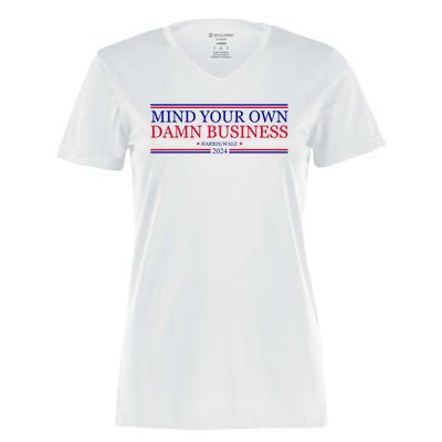 Mind Your Own Damn Business Kamala Harris Tim Walz Women's Momentum V-Neck T-Shirt