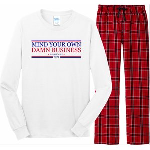 Mind Your Own Damn Business Kamala Harris Tim Walz Long Sleeve Pajama Set