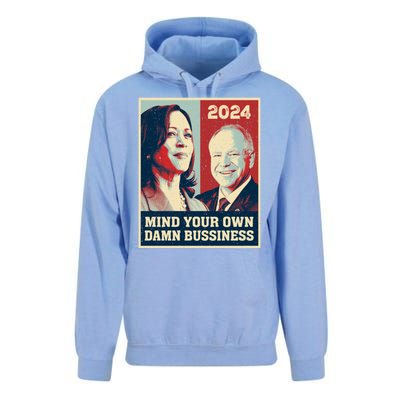 Mind Your Own Damn Business Funny Kamala Harris Tim Walz Unisex Surf Hoodie