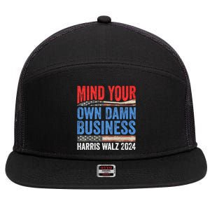 Mind Your Own Damn Business Harris Waltz 2024 Democrat 7 Panel Mesh Trucker Snapback Hat