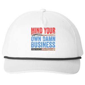 Mind Your Own Damn Business Harris Waltz 2024 Democrat Snapback Five-Panel Rope Hat