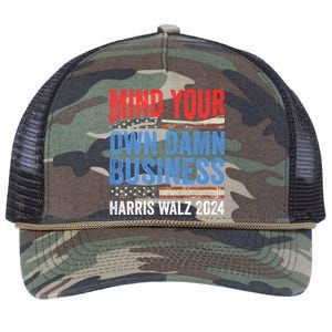 Mind Your Own Damn Business Harris Waltz 2024 Democrat Retro Rope Trucker Hat Cap