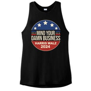 Mind Your Own Damn Business Harris Walz 2024 Election Ladies PosiCharge Tri-Blend Wicking Tank