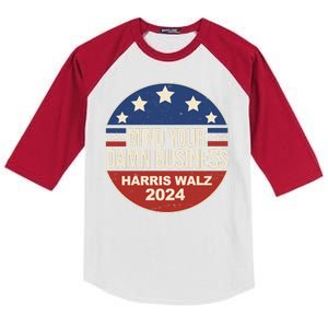 Mind Your Own Damn Business Harris Walz 2024 Election Kids Colorblock Raglan Jersey