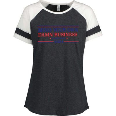 Mind Your Own Damn Business Kamala Harris Tim Walz 2024 Enza Ladies Jersey Colorblock Tee