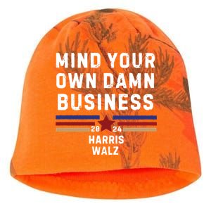 Mind Your Own Damn Business Kamala Harris Tim Walz Kati - Camo Knit Beanie