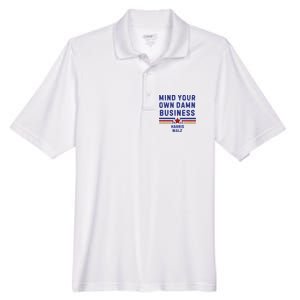 Mind Your Own Damn Business Kamala Harris Tim Walz Men's Origin Performance Piqué Polo