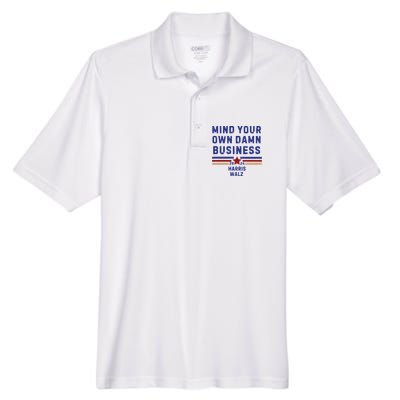 Mind Your Own Damn Business Kamala Harris Tim Walz Men's Origin Performance Piqué Polo