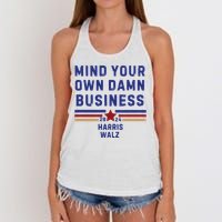 Mind Your Own Damn Business Kamala Harris Tim Walz Women's Knotted Racerback Tank