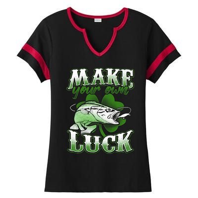 Make Your Own Luck Patrick's Day St Patty's Shamrock Fish Lucky Fishing Ladies Halftime Notch Neck Tee