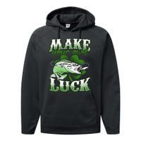 Make Your Own Luck Patrick's Day St Patty's Shamrock Fish Lucky Fishing Performance Fleece Hoodie