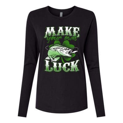 Make Your Own Luck Patrick's Day St Patty's Shamrock Fish Lucky Fishing Womens Cotton Relaxed Long Sleeve T-Shirt