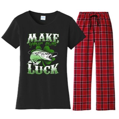 Make Your Own Luck Patrick's Day St Patty's Shamrock Fish Lucky Fishing Women's Flannel Pajama Set