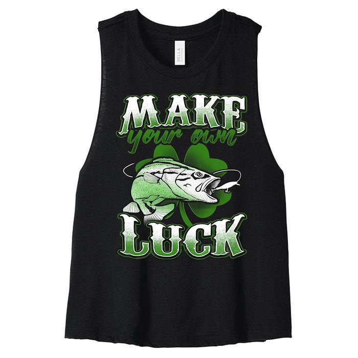 Make Your Own Luck Patrick's Day St Patty's Shamrock Fish Lucky Fishing Women's Racerback Cropped Tank