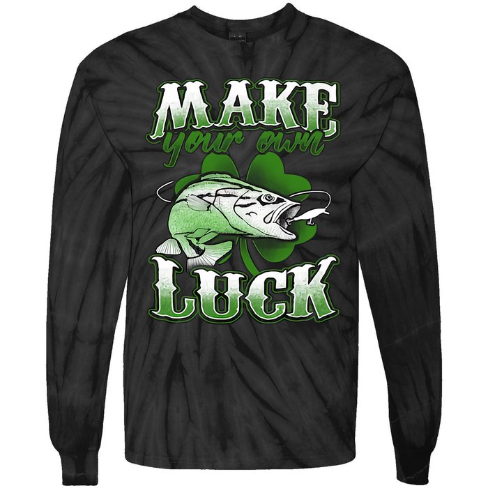 Make Your Own Luck Patrick's Day St Patty's Shamrock Fish Lucky Fishing Tie-Dye Long Sleeve Shirt