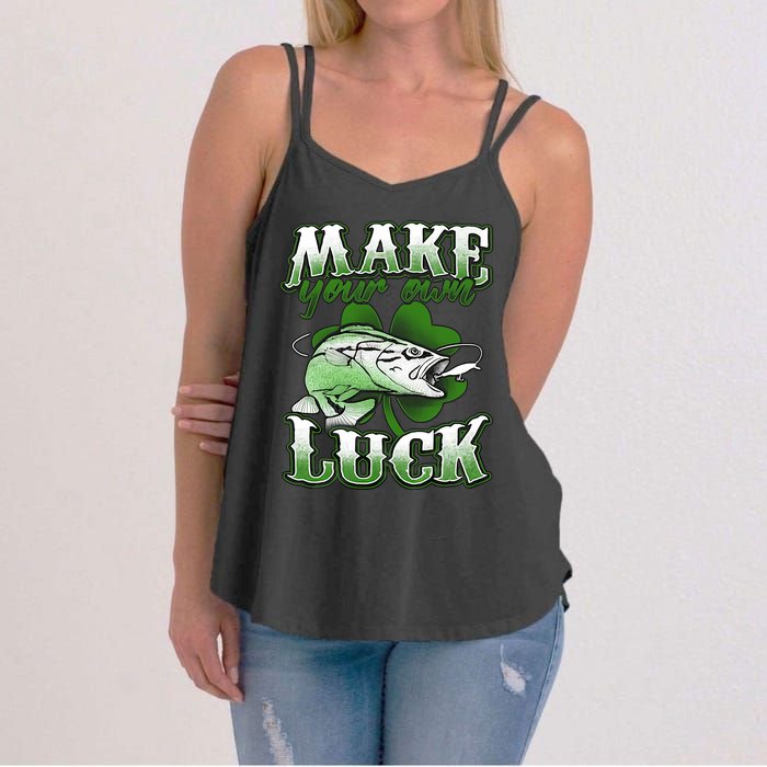 Make Your Own Luck Patrick's Day St Patty's Shamrock Fish Lucky Fishing Women's Strappy Tank