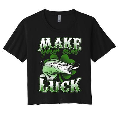 Make Your Own Luck Patrick's Day St Patty's Shamrock Fish Lucky Fishing Women's Crop Top Tee