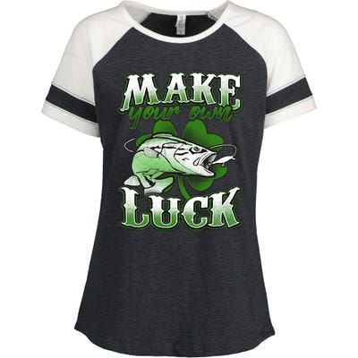 Make Your Own Luck Patrick's Day St Patty's Shamrock Fish Lucky Fishing Enza Ladies Jersey Colorblock Tee