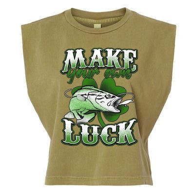 Make Your Own Luck Patrick's Day St Patty's Shamrock Fish Lucky Fishing Garment-Dyed Women's Muscle Tee