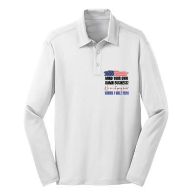 Mind Your Own Damn Business We Are Not Going Back Harris 24 Silk Touch Performance Long Sleeve Polo