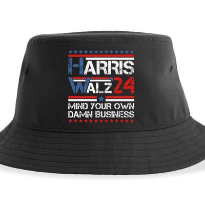 Mind Your Own Damn Business Harris Walz 2024 For President Sustainable Bucket Hat