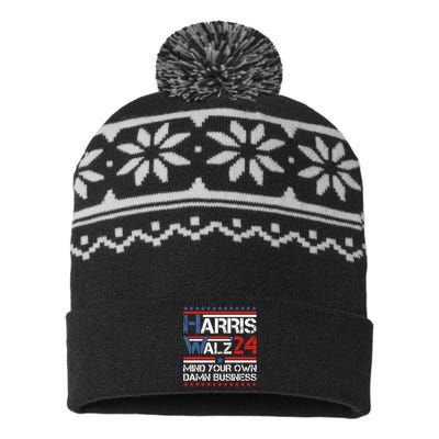 Mind Your Own Damn Business Harris Walz 2024 For President USA-Made Snowflake Beanie