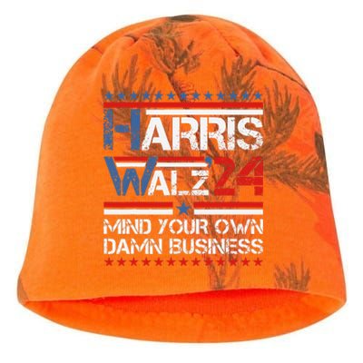 Mind Your Own Damn Business Harris Walz 2024 For President Kati - Camo Knit Beanie