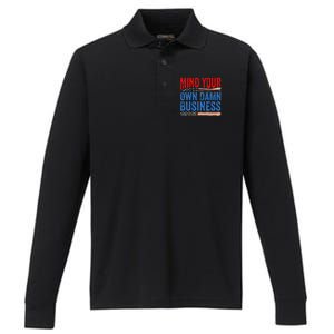 Mind Your Own Damn Business Performance Long Sleeve Polo