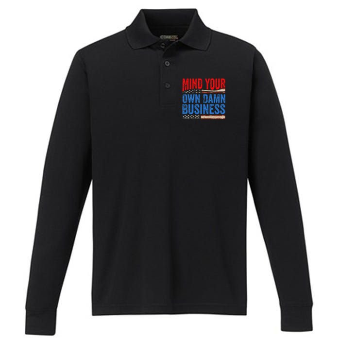 Mind Your Own Damn Business Performance Long Sleeve Polo