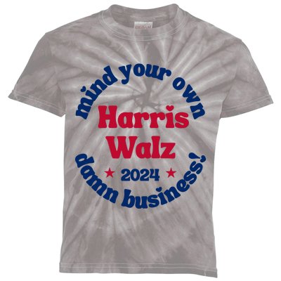 Mind Your Own Damn Business Harris Tim Walz 2024 Kids Tie-Dye T-Shirt