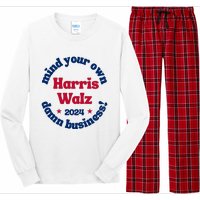 Mind Your Own Damn Business Harris Tim Walz 2024 Long Sleeve Pajama Set