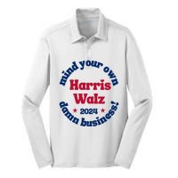 Mind Your Own Damn Business Harris Tim Walz 2024 Silk Touch Performance Long Sleeve Polo