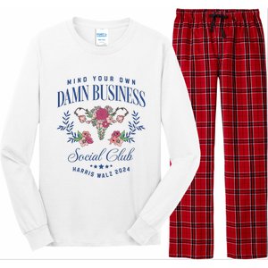 Mind Your Own Damn Business Social Club Harris Walz 2024 Long Sleeve Pajama Set