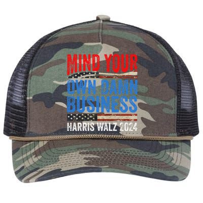 Mind Your Own Damn Business Harris Waltz 2024 Democrat Gift Retro Rope Trucker Hat Cap