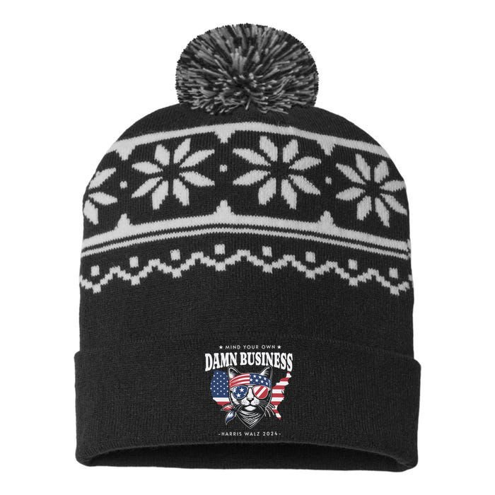 Mind Your Own Damn Business Harris Walz 2024 USA-Made Snowflake Beanie