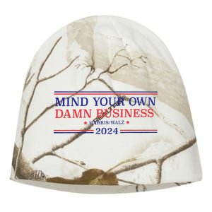 Mind Your Own Damn Business Kamala Harris Tim Walz 2024 T Kati - Camo Knit Beanie