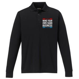 Mind Your Own Damn Business Performance Long Sleeve Polo