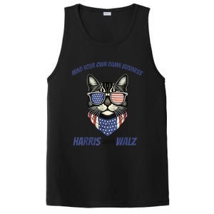 Mind Your Own Damn Business Patriotic Cat Funny Harris Walz PosiCharge Competitor Tank