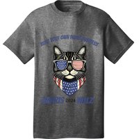 Mind Your Own Damn Business Patriotic Cat Funny Harris Walz T-Shirt