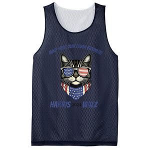 Mind Your Own Damn Business Patriotic Cat Funny Harris Walz Mesh Reversible Basketball Jersey Tank