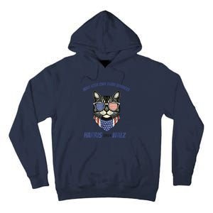 Mind Your Own Damn Business Patriotic Cat Funny Harris Walz Tall Hoodie